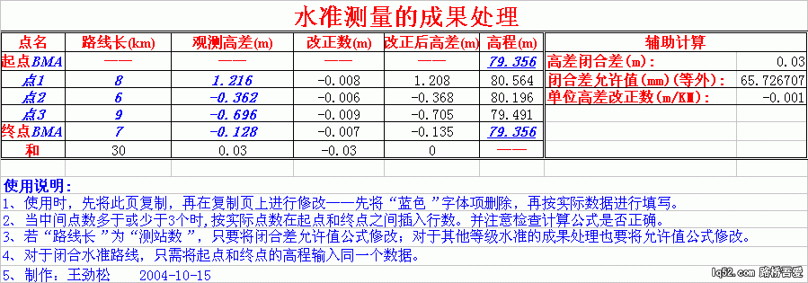 水准路线测量成果处理.gif